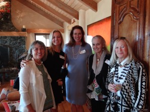 Ann Marie Powers, Melinda Johnston, Nancy Hunsicker, Tina Carroll, and Alice Olla enjoy the festivities at the WIGS luncheon on April 9th. 